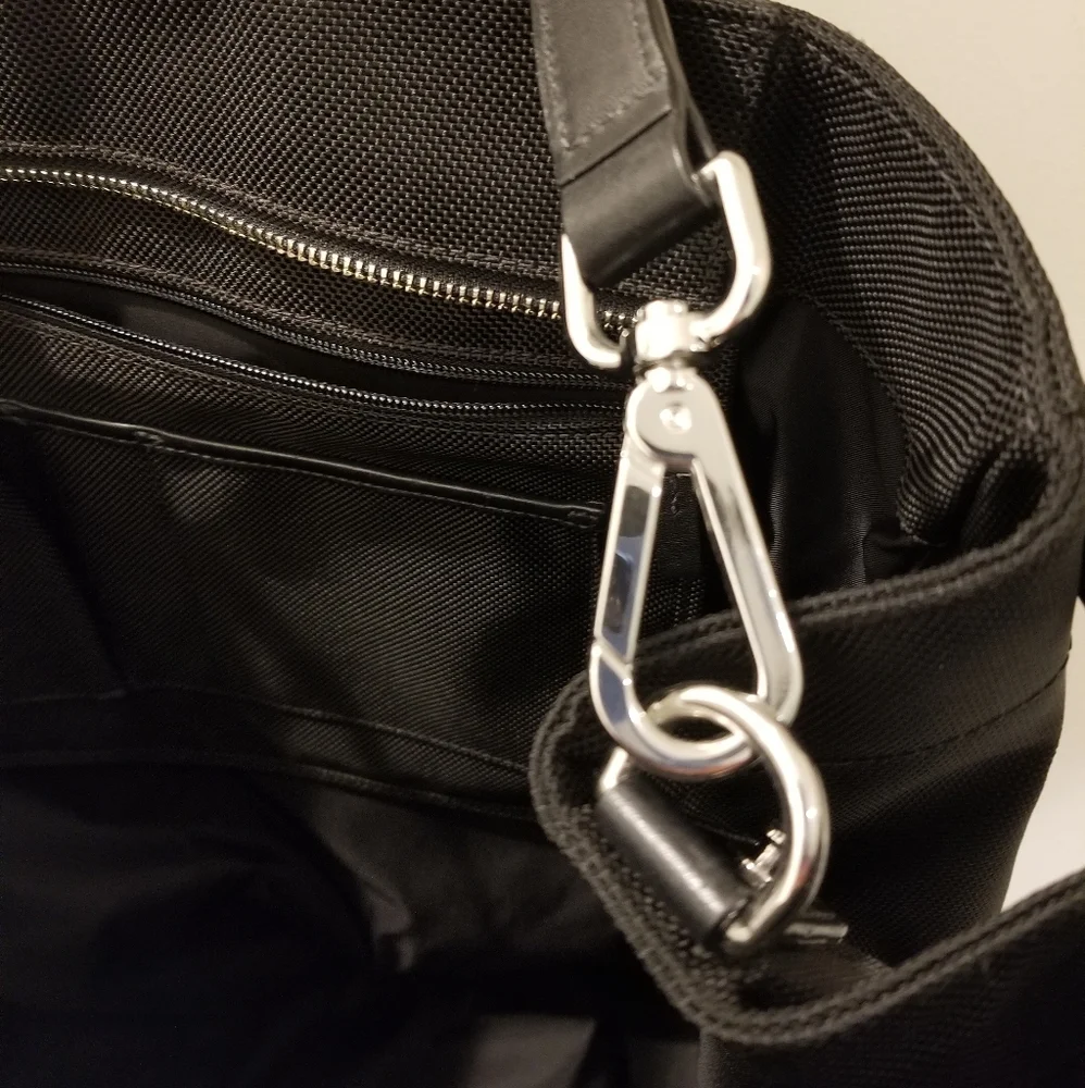 Tumi Black Nylon Tote with Leather Accents